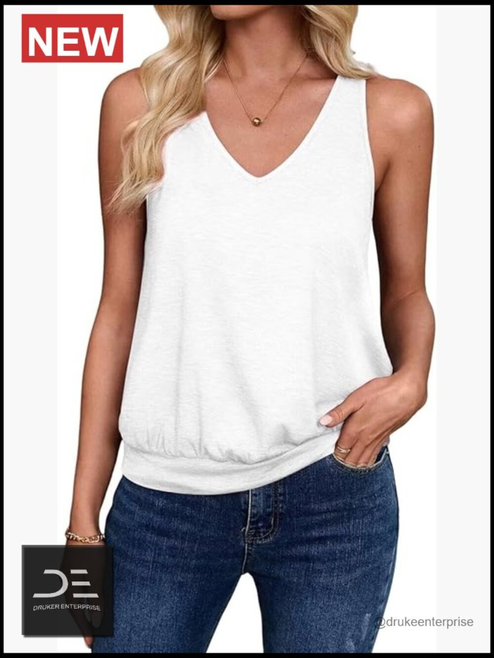 Womens Tank Top Casual V Neck Summer Beach Sleeveless Tops Loose Fit